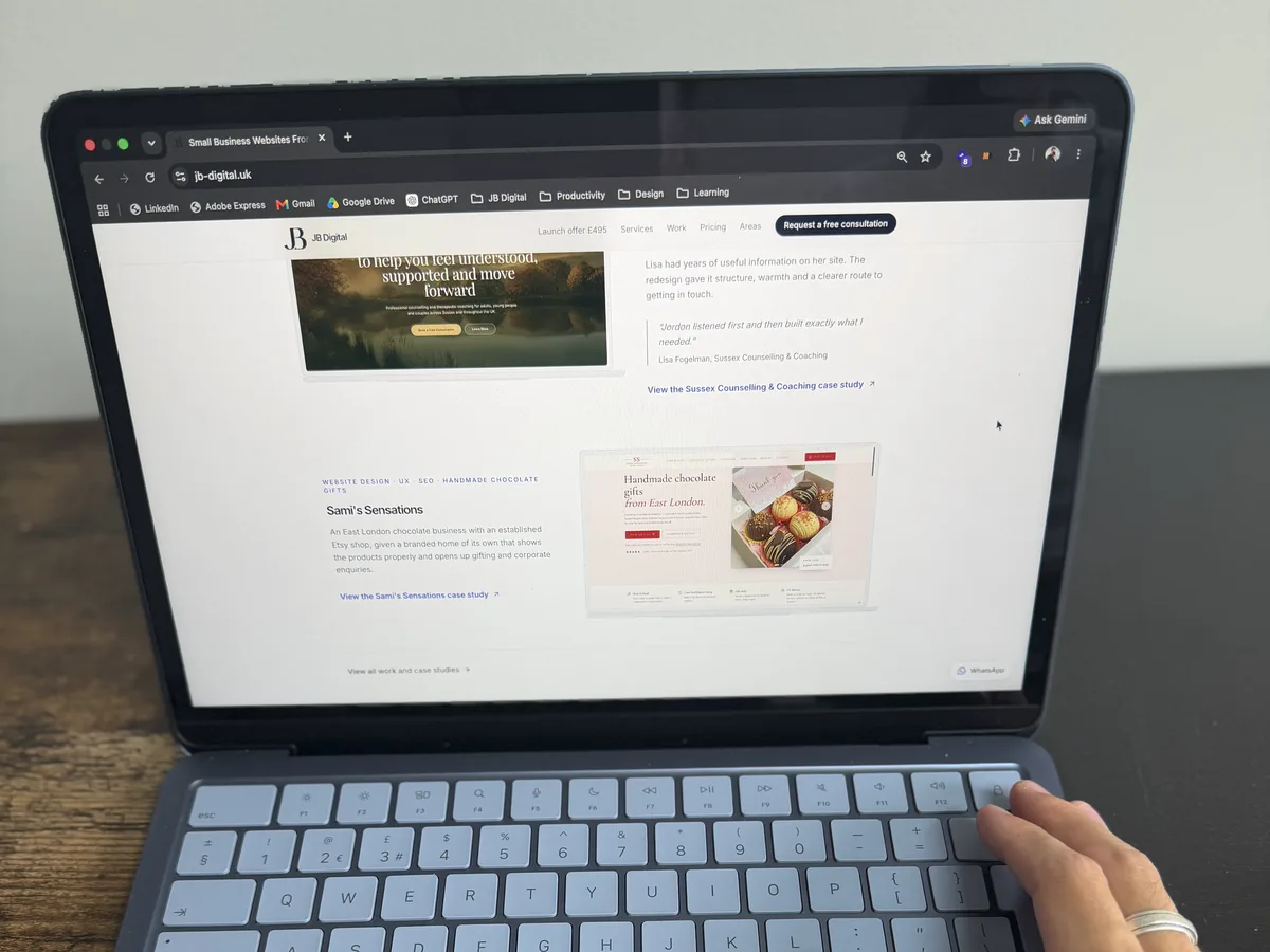 A JB Digital website open on a laptop