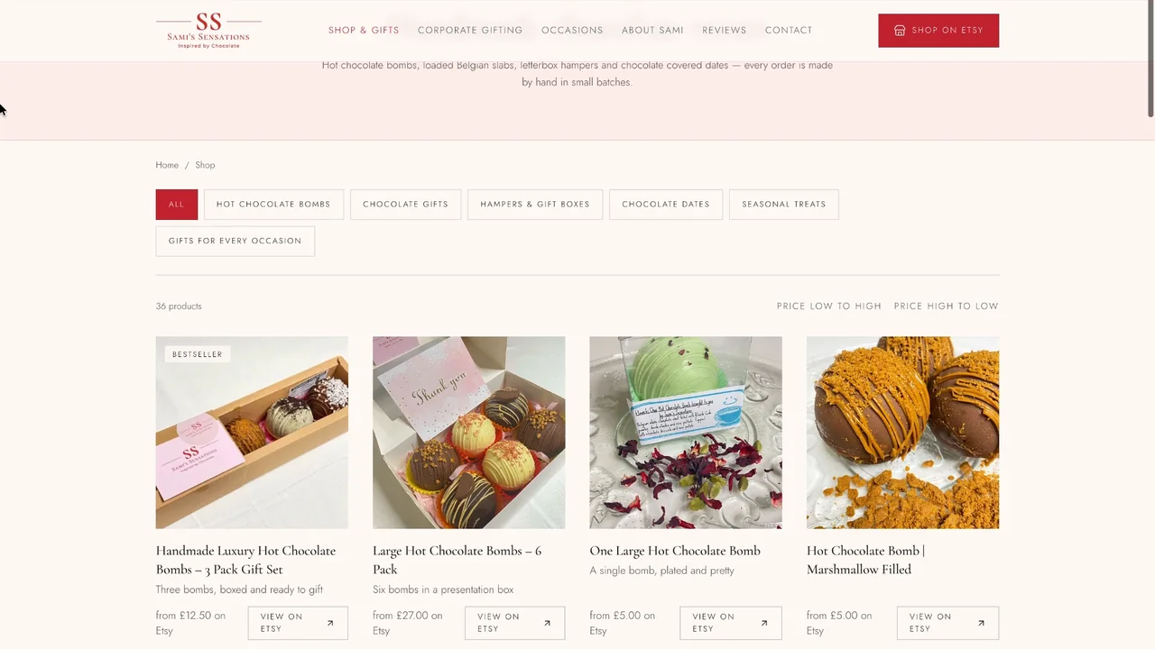 Online shop page built for a client by JB Digital